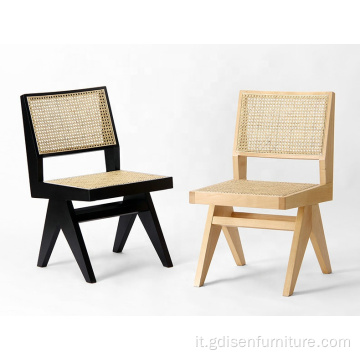 Renato da pranzo rattan, stile Jeanneret